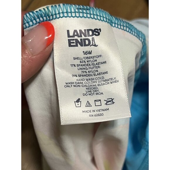 Lands End Bikini Swimsuit Top Plus Size 16W Elastic Colorful Beach Floral NWT - Picture 8 of 11